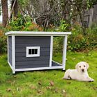 Outdoor Waterproof Wooden Dog House Pet Dog Kennel W/ Opening Hinged Roof Cage
