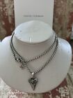 David Yurman Sterling Silver 2.7mm Box Chain Necklace w/ Shark Tooth Amulet