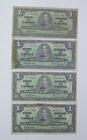 New ListingLot of 4 CANADA 1937 King George VI One Dollar/ Un Dollar $1  Bank Notes   LOOK