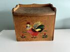 Vintage Chicken Rooster Wooden Recipe Box W/Hinged Lid 5.5x 5.5 x 3.5 SHIPS FREE