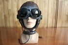 1961's MIG Pilot Winter Leather Flight Cap,Headphones ,Connecting Cable,Goggles