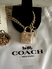 Coach Resin Padlock Chain Link Necklace Gold/Pink