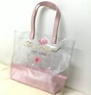 TOO FACED Large Pink Blush Clear Vinyl Transparent Tote Bag Hangbag Purse New