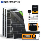 ECO-WORTHY 200W 400W 800W Watt 12V Solar Panel Kit LiFePO4 Battery Home Off Grid