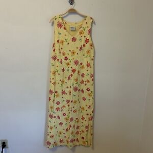 Fresh Produce Vintage Y2K Floral Maxi Dress Medium V-Neck Sleeveless - Desc