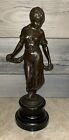 Vintage French Art Deco Bronze Lady Sculpture