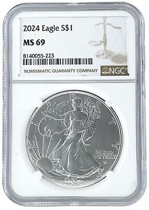 2024 1oz Silver American Eagle NGC MS69 - Brown Label
