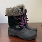 Winter Slope Boots Brown Leather Suede Faux Fur Laced Waterproof Khombu women 9