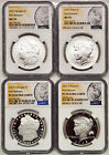New Listing4 coin set 2023 morgan and peace silver dollars ngc ms and pf 70 first releases