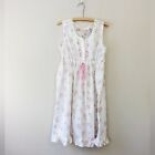 Vintage Gilligan & O'Malley Cotton Floral Nightgown Cottage Coquette Babydoll