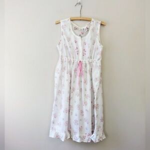 Vintage Gilligan & O'Malley Cotton Floral Nightgown Cottage Coquette Babydoll