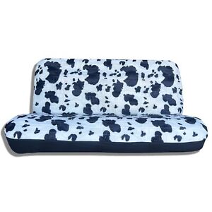NEW Animal Print White & Black Cow Truck Bench Seat Cover Universal Fit