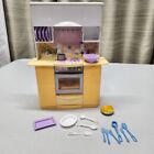 1999 MATTEL BARBIE SO REAL SO NOW KITCHEN STOVE OVEN CABINETS w/ POTS DISHES Etc