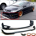 Fit 06-08 Civic 2Dr Coupe HF-P Style Upper & CS Lower Unpainted Front Bumper Lip (For: 2008 Honda Civic Si)