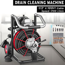 Electric 100ft x 1/2'' Drain Auger Cleaner Cleaning Machine Sewer Snake Plumbing