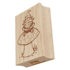 Garden Gnome Sitting on Toadstool Mushroom Rectangle Rubber Stamp for Stamping