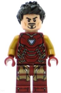 LEGO Super Heroes Minifigure Iron Man - Black Hair, Gold Arms (Genuine)