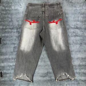 Southpole Jeans Mens 36 (36x27) Gray Wide Leg Baggy Hip Hop Grunge Distress Y2K