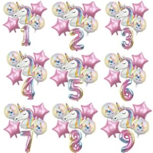 Rainbow Unicorn Party Set Balloon Number Foil Balloons 1-9 Kids Unicorn Theme