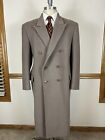 VTG TODAYS MAN CASHMERE BLEND TAUPE DOUBLE BREASTED PEAK LAPEL OVERCOAT SIZE 42
