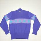 Vintage 80s 90s Snuggler Purple Snowflake Sweater Womens Size 8