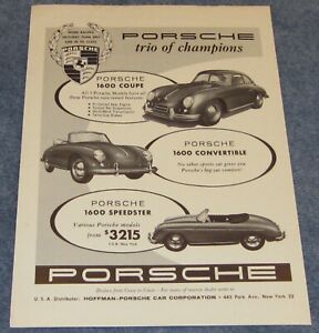 1957 Porsche 356A Vintage Ad 