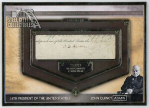 John Quincy Adams 2020 Topps Transcendent Oversized Cut Signature Autograph 1/1