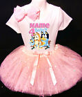 Bluey Family Dress --With NAME-- 4 fourth 4th Birthday Tutu Outfit Pink