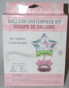 NIB Purple Unicorn Balloon Centerpiece Kit for Party Helium-Free 24in X 18in
