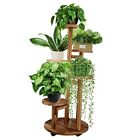 5 Tiered Tall Plant Stand for Indoor, Wood Plant Shelf Corner Display walnut