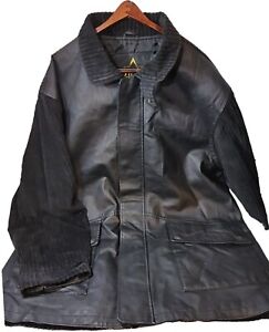 90s J V Bad Boys Men Corduroy Leather Trench Jacket Sweater Sz XXL VTG Y2K Black