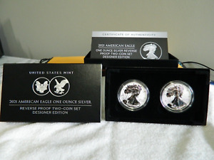New Listing2021 American Eagle One Ounce Silver Reverse Proof Two-Coin Set Designer Edition