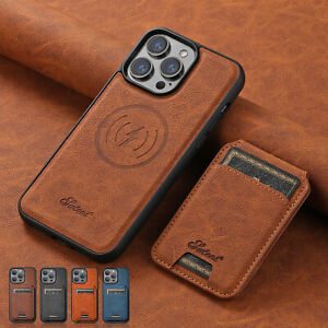 For iPhone 15 14 13 12 Pro Max Magnetic Case Removable Wallet Card Stand Cover