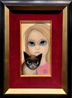 Margaret Keane -Portrait of a Girl & Cat with Big Eyes -1967 Oil painting