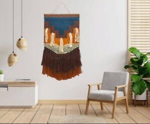 Handmade woven Indian Wall Decor Tapestries Large brown One Of Kind Wall Hanging