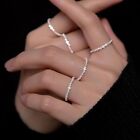 2 Colors Woman REAL s925 Sterling Silver Starry Soft Band Ring Joint Ring 3-7