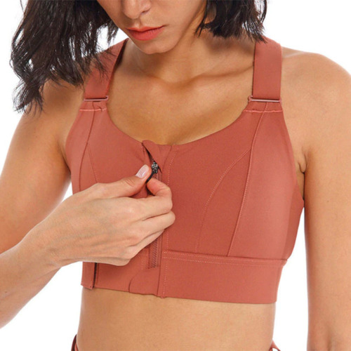 Women Sports Bras Tights Crop Top Yoga Vest Front Zipper plus Size Adjustable St