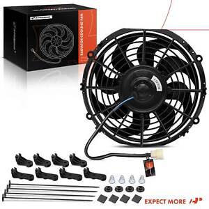 Dual 10 Inch Universal Electric Radiator Cooling Fan & Thermostat Mount Kit 12V