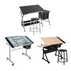 Multi Type Drafting Table Station Glass Top Drawing Desk Craft Station Artist