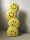 Burton & Burton Yellow Stacked Smiley Face Vase Flower Decor Ceramic