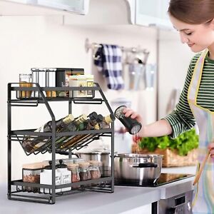 3-Tier Spice Rack Organizer for Countertop - Kitchen Spice Shelf Solution