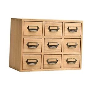New ListingKIRIGEN Wood Drawer Organizer Desktop Storage Cabinet 3 Layer-9 Drawers Natural