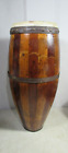 Antique Early 1900s Wooden Tack Head Barrel Stave Conga Drum