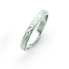 14K White Gold Hand Engraved Wedding Band Ring