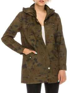 Womens Green Camo Floral Lightweight Jacket Cotton Trench Coat
