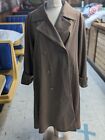 Vintage Anne Klein Tan Brown Wool Long Trench Coat Medium Size