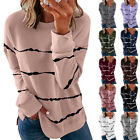 Plus Size Womens Striped Long Sleeve Tops Casual Loose Blouse Pullover Shirt US