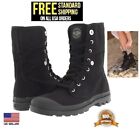 Palladium Women's Black Baggy Foldover Lace-Up Hiking boots US SIZE 5 TO 11