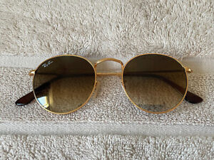 Pre-owned Ray-Ban RB3447 112/51 Sunglasses  ROUND METAL Gold / brown Size 50MM