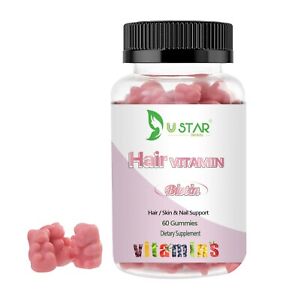 Ustar Hair Vitamins Gummies with Biotin 5000 mcg Vitamin E & C SuPremium